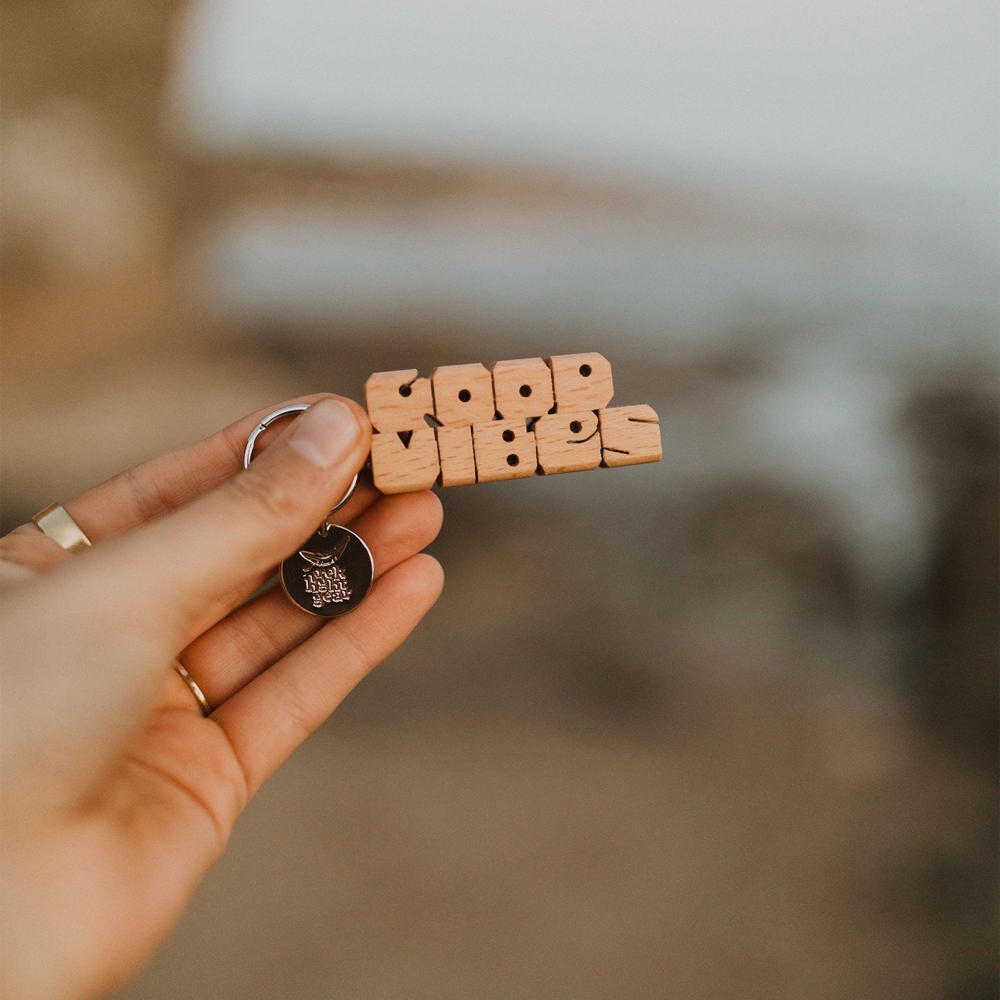 GOOD VIBES Wood Keychain - undefined - Trek Light