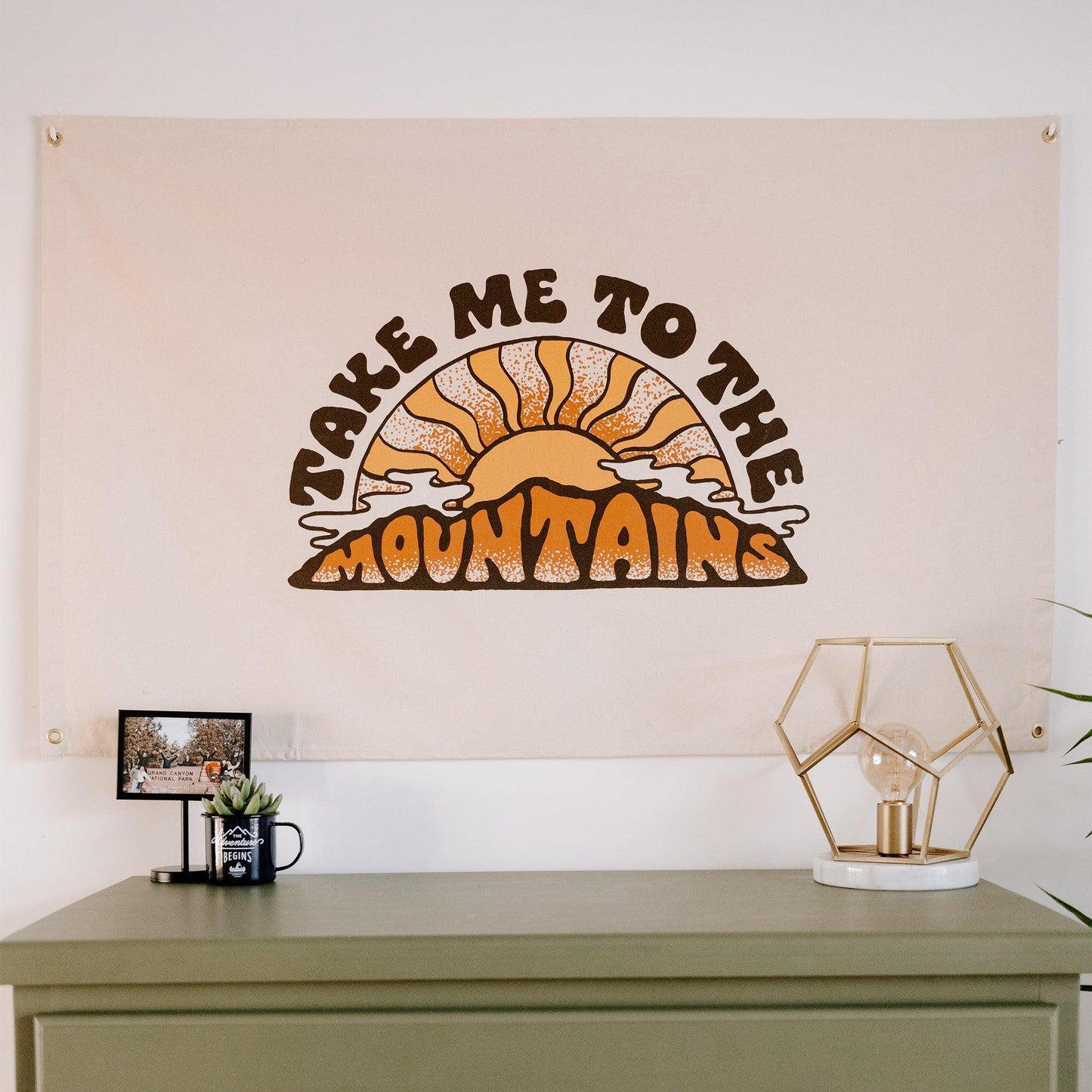 Take Me To The Mountains Canvas Flag - undefined - Trek Light